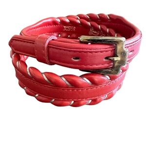 Justin Whipstitch Red Leather Belt Sz 28